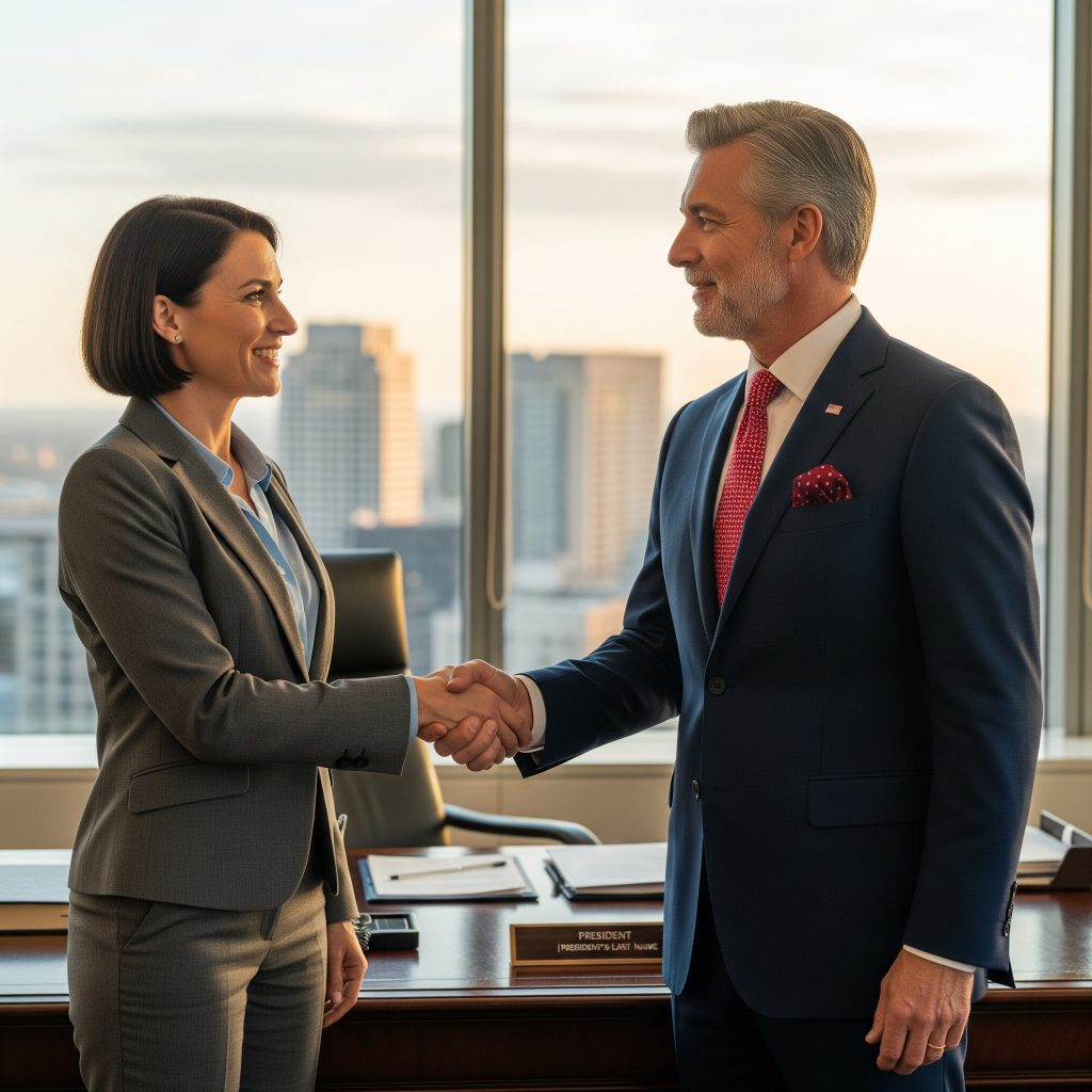 Presidente de la comunidad dándose la mano con su administrador de fincas