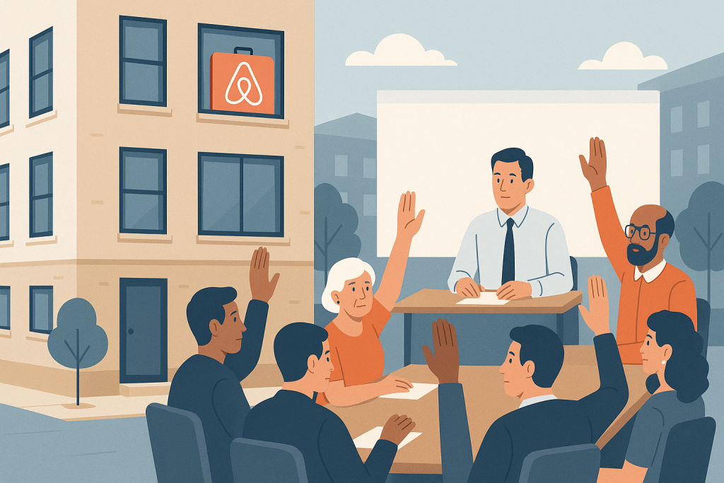 Ilustracion sobre normativa alquiler turistico en comunidad de vecinos segun la Ley de Propiedad Horizontal 2025
