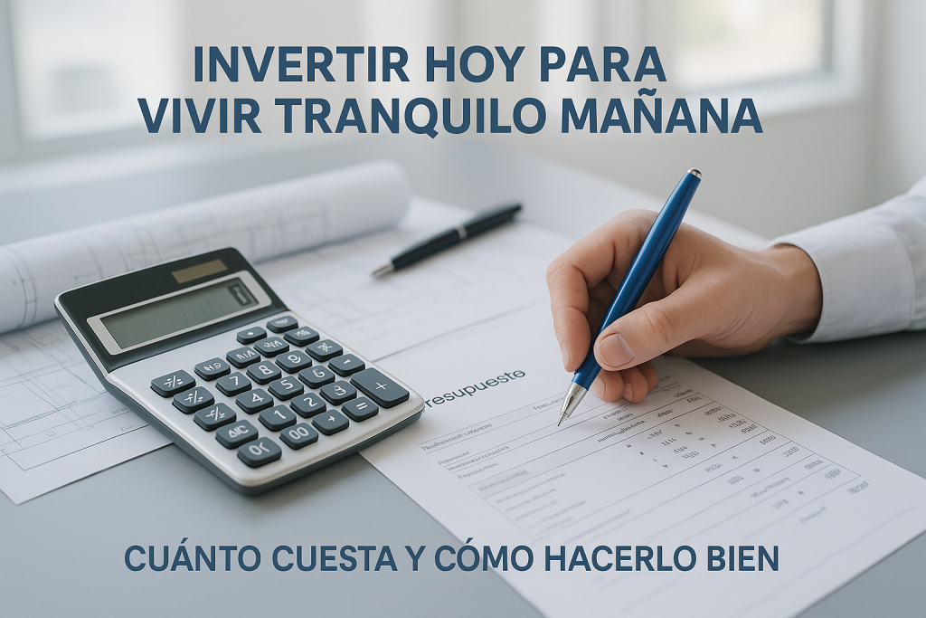 Calculadora y planos mostrando costes para regularizar una comunidad de propietarios sin división horizontal